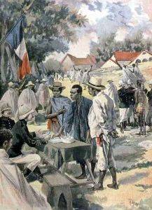 Enlisting Natives on the Island of La Reunion, from Le Petit Journal, 10th February 1895 by Oswaldo Tofani