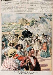 M. le Myre de Vilers in Madagascar, illustration from Le Petit Journal, 22th October 1894 by Oswaldo Tofani