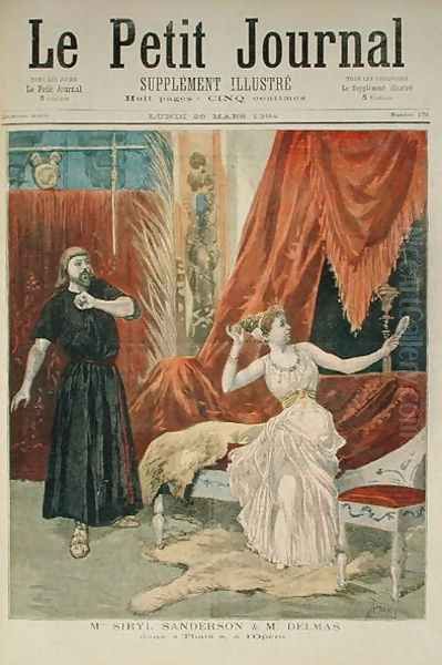 Mademoiselle Sibyl Sanderson 1865-1903 and Monsieur Jean Francois Delmas (1861-1933) in 'Thais' by Jules Massenet 1841-1912 from Le Petit Journal, 26th March 1894 - view 1