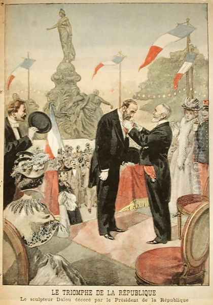 Jules Dalou 1838-1902 being awarded with the medal of the Legion of Honour by Emile Loubet 1838-1929 from Le Petit Journal, 4th December 1899 - view 1
