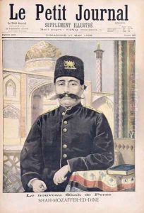 Portrait of Shah Mozzafer-ed-Din 1853-1907 illustration from Le Petit Journal, 17th May 1896 by Oswaldo Tofani