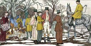 Before the Hunt, plate III from Gazette du Bon Ton No. 3, 1912 by Maurice Taquoy