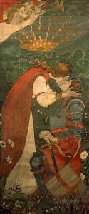 St. George In Armour Being Kissed By Una, 1914 by Phoebe Ann Traquair