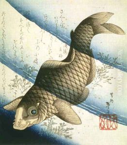 A Carp Swimming among Waterweeds, c.1832 by Katsushika II (Hokusen) Taito
