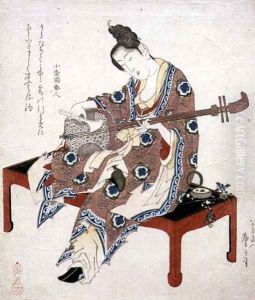Chinese Beauty Playing the Shamisen, c.1833-34