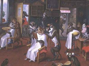 Barbers shop with Monkeys and Cats by Abraham Teniers
