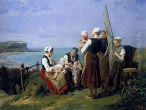 Saturday Afternoon On The Coast Of Normandy by Jules Trayer