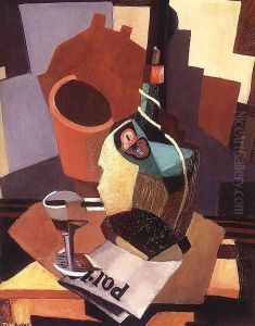 Still-life with Bottle and Glass 1926-28 by Lajos Tihanyi