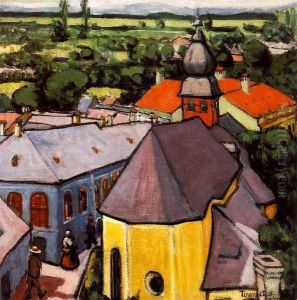 View of a Street at Nagybanya 1908 by Lajos Tihanyi