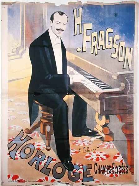 Poster advertising Harry Fragson 1869-1913 in concert at lHorloge, Champs-Elysees, Paris, c. 1900 - view 1