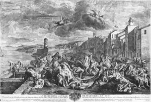 The plague of 1720 in Marseilles, engraved by Simon Thomassin 1655-1733 1727 by Jean Francois de Troy