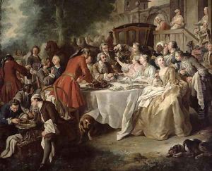 The Hunt Lunch, detail of the diners, 1737 by Jean Francois de Troy