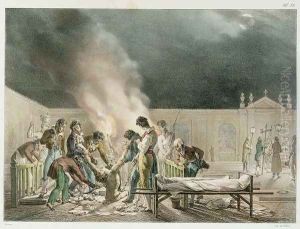 Cemetery of Bourg Ste. Esprit, engraved by Francois Alexandre Villain 1798-1884 by Antoine Jean-Baptiste Thomas