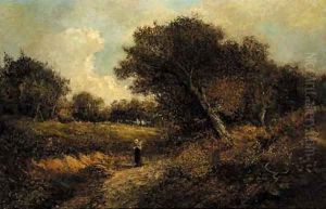 A faggot gatherer on a woodland path