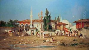Arabs marching out of town by Charles de Tournemine