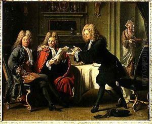 Bodin, the Kings Doctor, in the Company of Dufresny and Crebillon at the House in Auteuil by Robert Tournieres