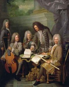 La Barre and Other Musicians, c.1710 by Robert Tournieres