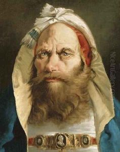 Head of a bearded man in Oriental dress by Lorenzo Tiepolo