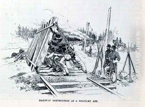 Railway destruction as a military art, illustration from Battles and Leaders of the Civil War, edited by Robert Underwood Johnson and Clarence Clough Buel by Taber, J.W.