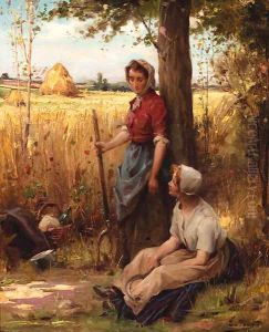 A rest from the harvest by Adrien Henri Tanoux