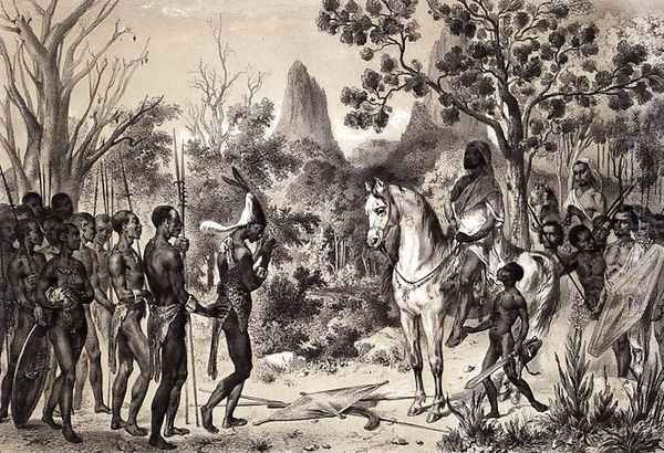 Ceremony introducing a Negro Chief to a Sennarian King, from Voyages au Soudan Oriental et dans lAfrique Septentrionale by Pierre Tremaux 1818-95 engraved by Laurens, 1852 - view 1