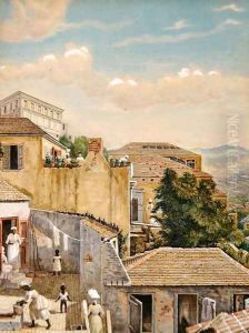 A family on a rooftop in St Thomas, Virgin Islands, 1873 by William August Thulstrup