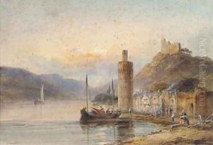 Mending carts at the edge of the Rhine by Edward Tucker