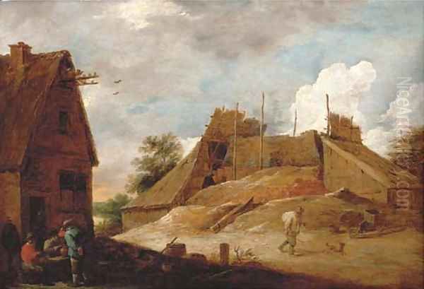 Peasants outside an inn with a lime kiln beyond - view 1