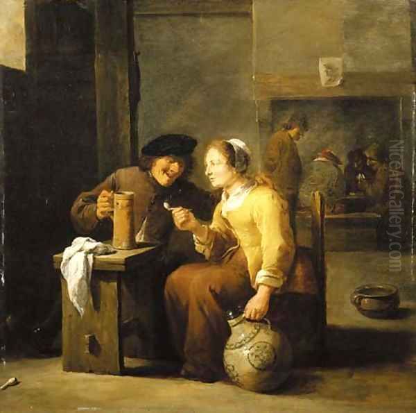 Peasants smoking and drinking in a tavern - view 1