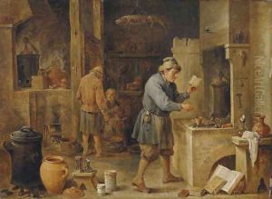 An alchemist in his workshop by David III Teniers