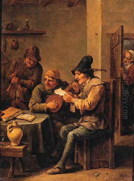 Boors making music in a tavern - view 1