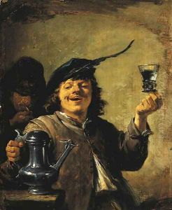 The Sense of Taste A man raising a glass, a man smoking behind