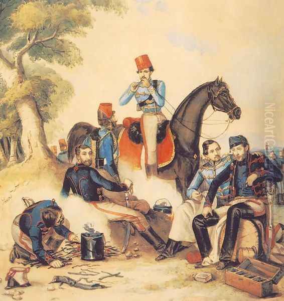 Officers at Camp-fire 1849-50 - view 1