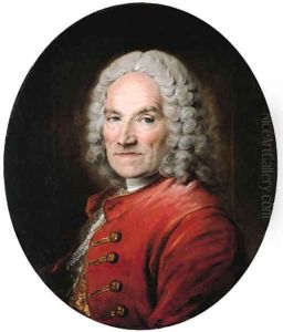 Portrait of the sculptor Jean-Louis Lemoyne (1665-1755), bust-length, in a red jacket