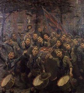 Cheering the Chief Scout, Dowry Square, Hotwells, 1913 by William Holt Yates Titcomb