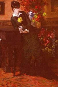 Elegant Lady in a Black Dress by Leon Louis Antoine Tanzi