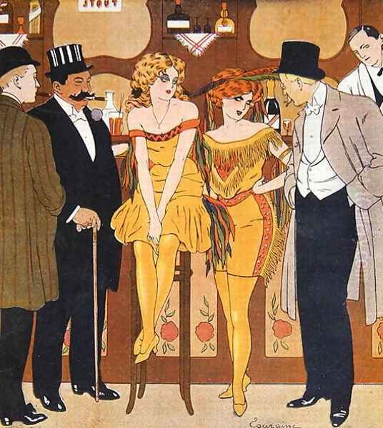 Caricature of prostitutes with their clients, from Le Rire, 1901 - view 1