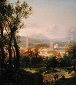 View of the Piazza del Popolo from the Pincio Gardens by Nicolas Antoine Taunay