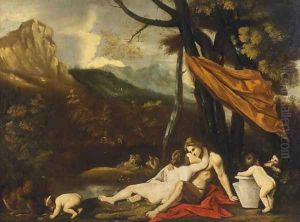 Landscape with an erotic scene