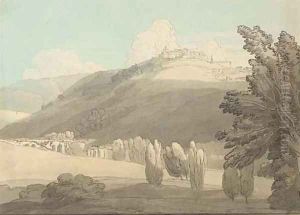 Castello Madamo, above the Anio, near Tivoli by Francis Towne
