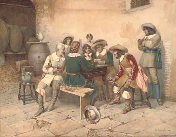 Playing cards in the tavern - view 1