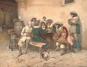 Playing cards in the tavern by Enrico Tarenghi