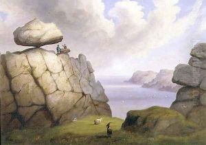 A Rocking Stone on a Coastal Cliff, 1833 by Richard Tongue