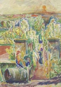 View of a Farm with Rooster by Nicolas Tarkhoff