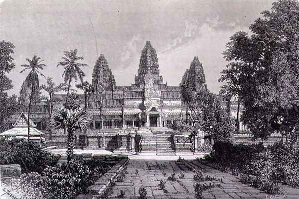 Main facade of Angkor Wat, book illustration from A Journey of Exploration in Indo-China, pub. c.1873 - view 1