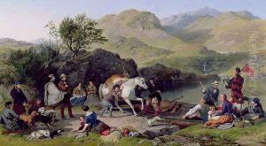 Crossing a Highland Loch, 1858 by Jacob Thompson