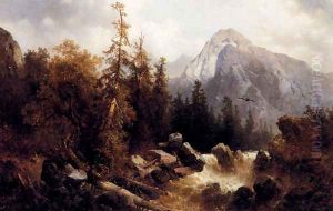A Mountainous River Landscape by Josef Thoma