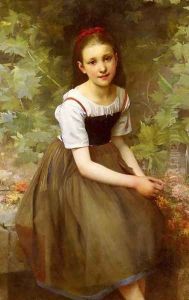 Une Jeune Fille Aux Fleurs (A Girl with Flowers) by Charles Victor Thirion