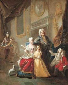 Portrait of a family in an interior