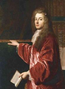 Portrait of H. Bernard de Roqueleyne, the Baron de Longepierre (1659-1721), three-quarter-length, in a red coat and white cravatte
